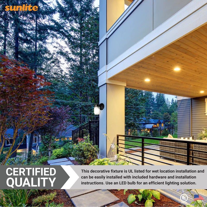 Sunlite 47040 Wall Mount Outdoor Jar Fixture, 60 Watts Max, Medium Base Socket (E26), 120 Volts, Outdoor, UL Listed, Black, for Residential & Commercial Use - Image 5